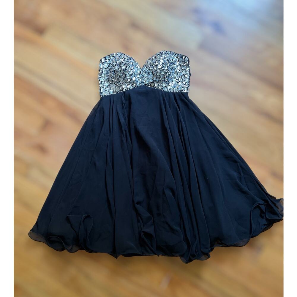Vtg Cache Formal Dress 4 Women Jeweled Rhinestone Prom Special Occasion Mini 90s